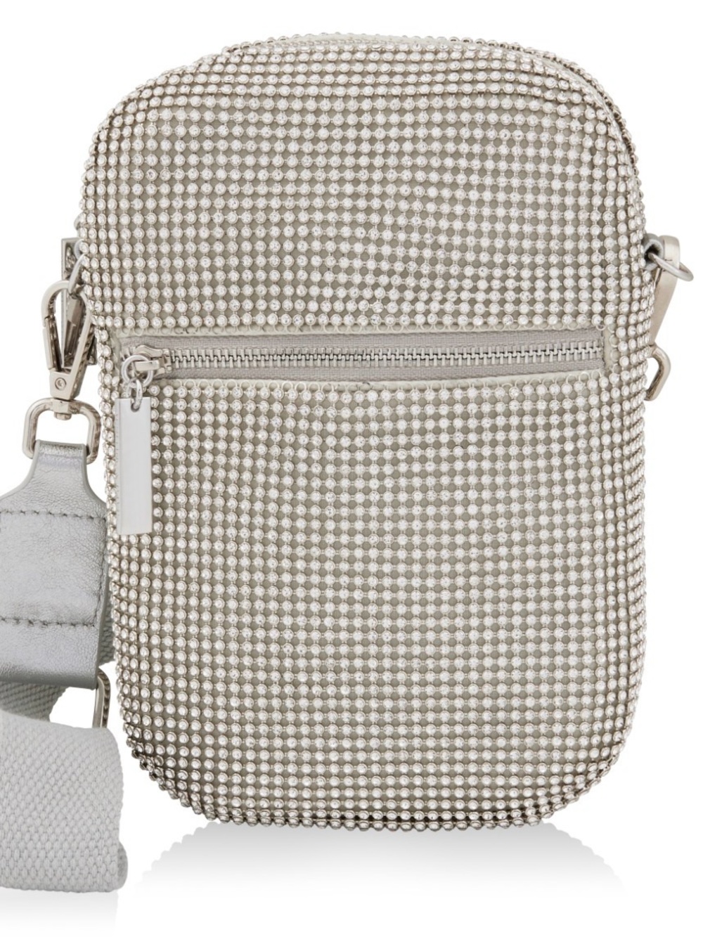 Whiting & Davis Silver Crystal Mia Mesh Crossbody Bag